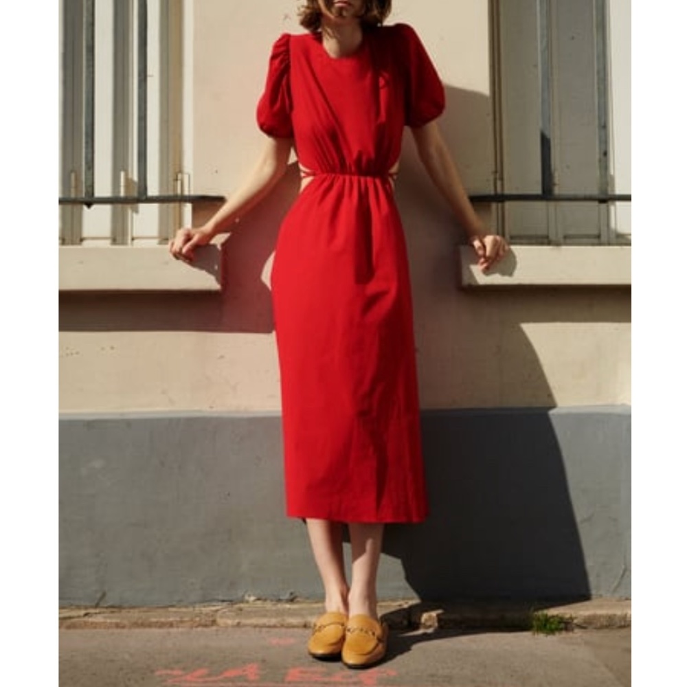 Zara cut out poplin dress